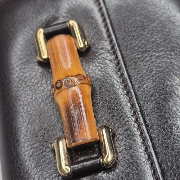 Gucci Dark Brown Bi-Fold Bamboo Leather Wallet - Picture 5 of 17